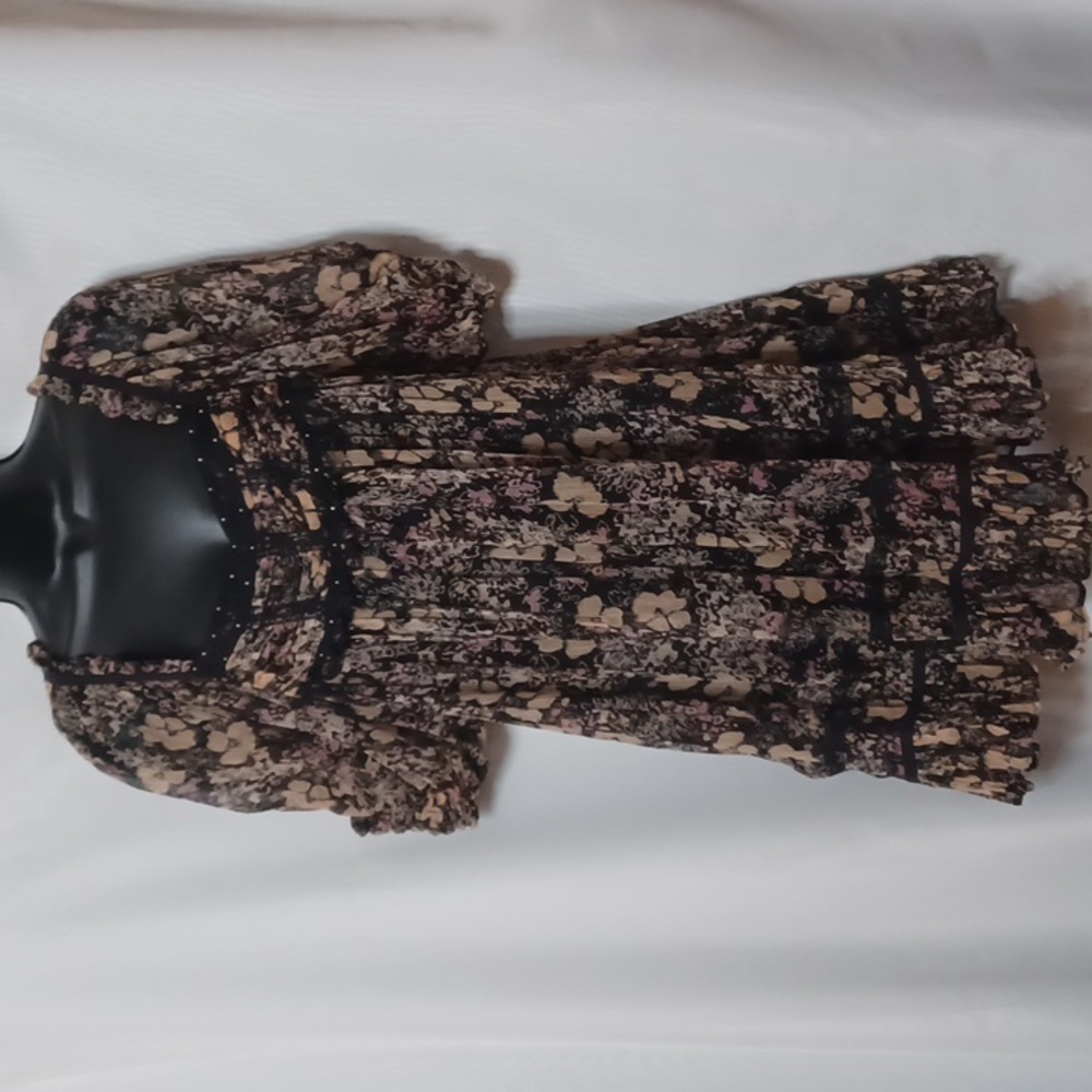 Free People More Than A Feeling Tunic Black Multi-Color Floral. Size XS - Picture 5 of 16